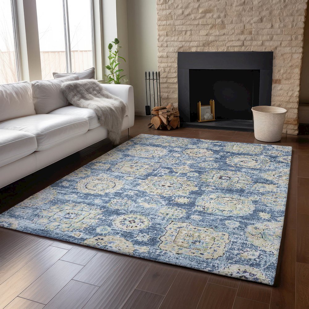 Premium Machine Washable Mayfield  Blue 5' x 7'6" Rug