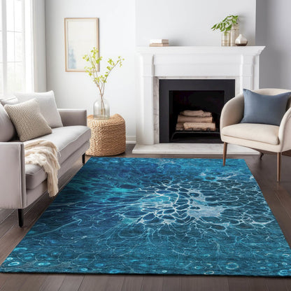 Premium Machine Washable Mayfield AMF652 Navy 5' x 7'6" Rug