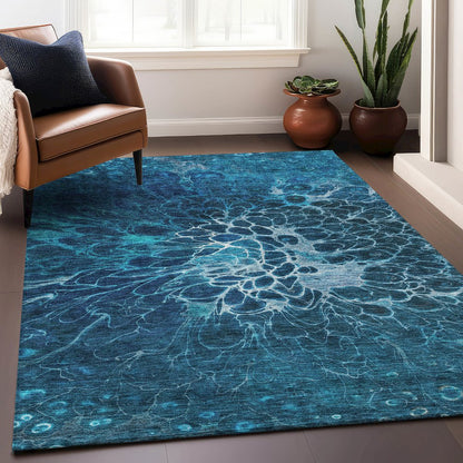 Premium Machine Washable Mayfield AMF652 Navy 5' x 7'6" Rug