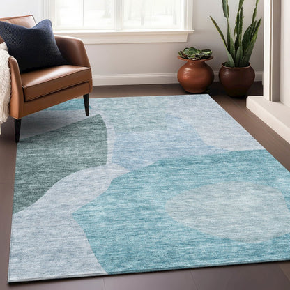 Premium Machine Washable Mayfield AMF665 Teal 5' x 7'6" Rug