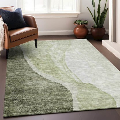 Premium Machine Washable Mayfield AMF667 Olive 5' x 7'6" Rug