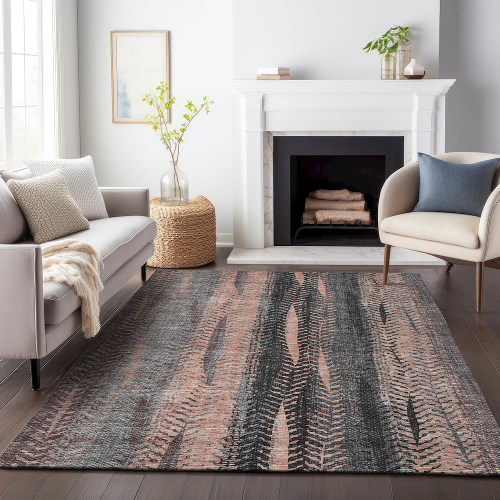 Premium Machine Washable Mayfield AMF693 Terracotta 5' x 7'6" Rug