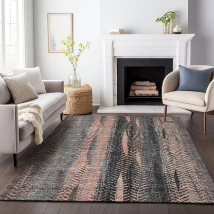 Premium Machine Washable Mayfield AMF693 Terracotta 5' x 7'6" Rug