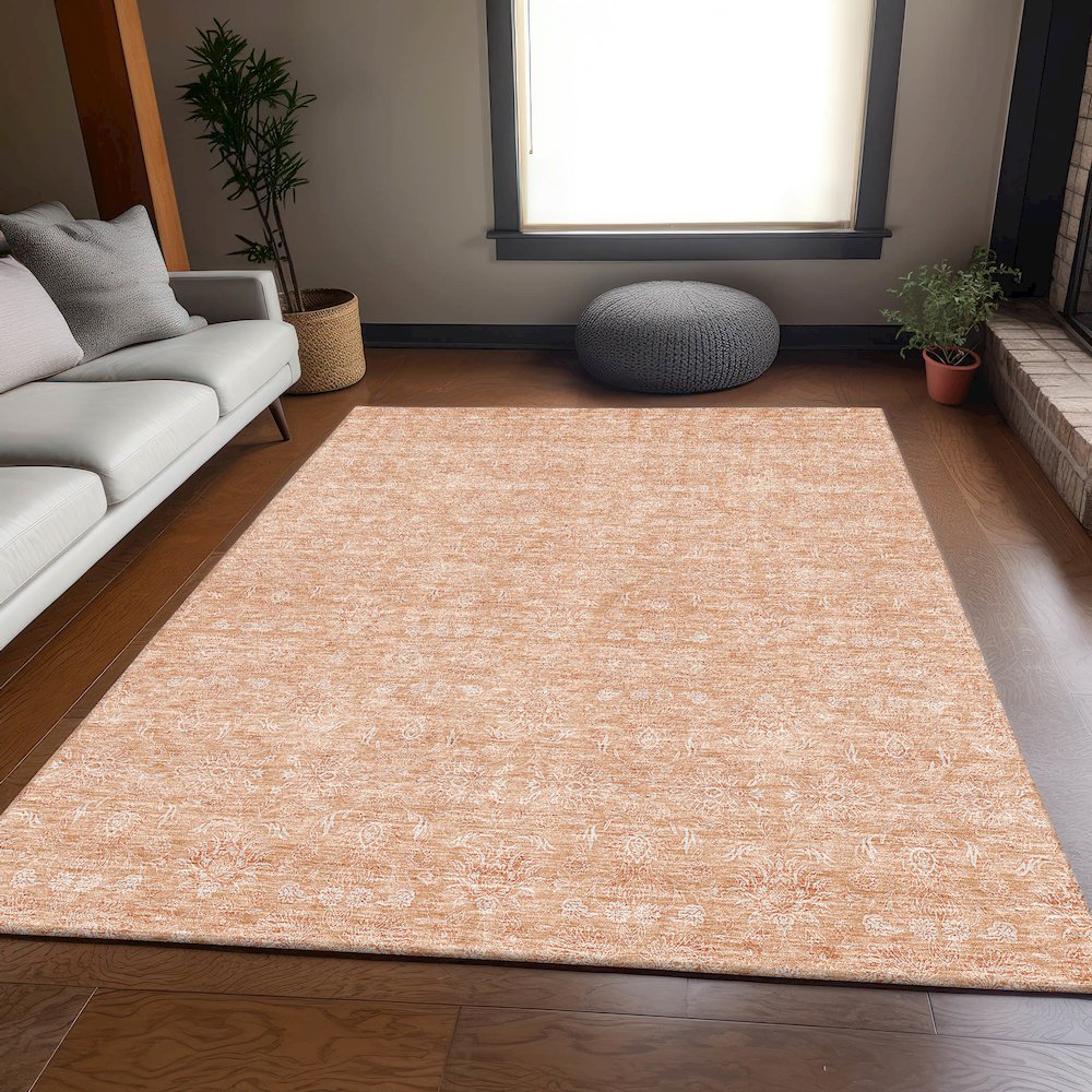 Premium Machine Washable Mayfield AMF703 Peach 5' x 7'6" Rug