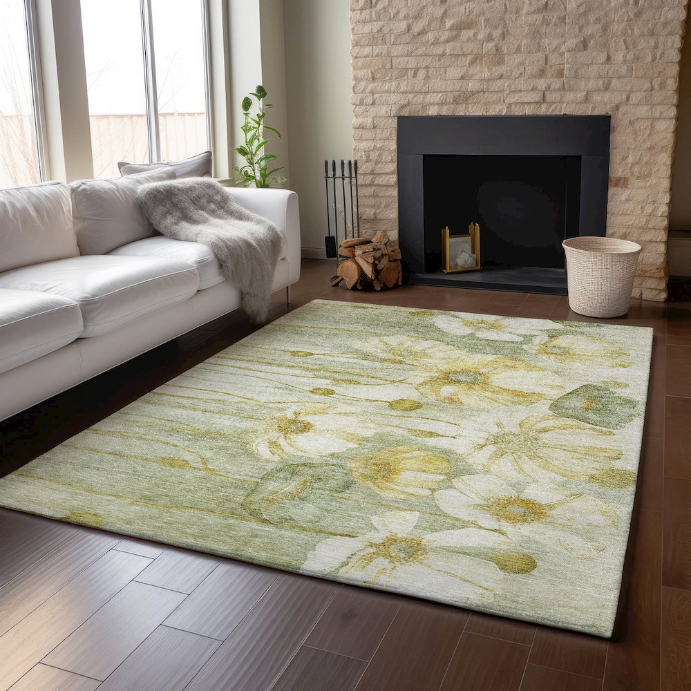 Premium Machine Washable Mayfield AMF712 Sage 5' x 7'6" Rug