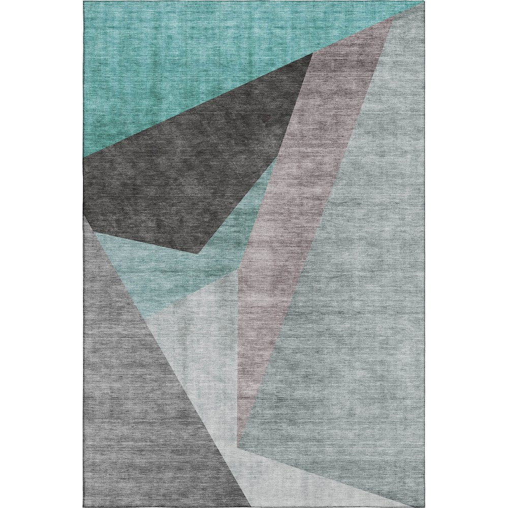 Premium Machine Washable Mayfield AMF716 Teal 5' x 7'6" Rug
