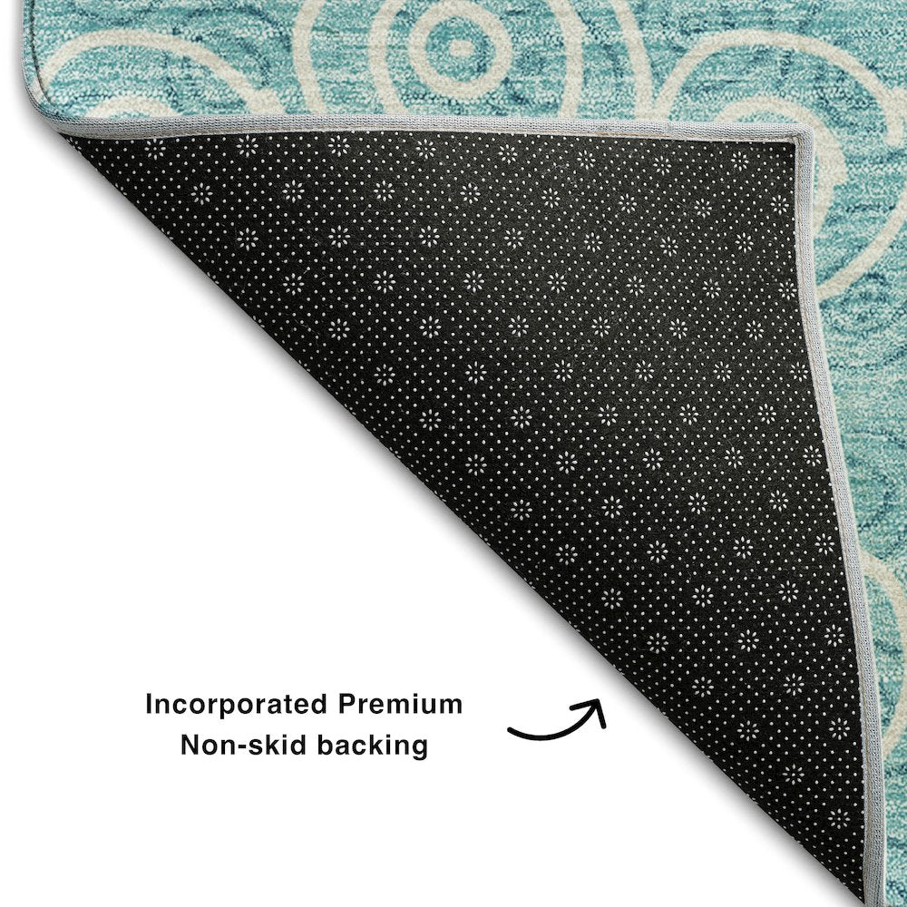 Premium Machine Washable Mayfield AMF728 Teal 2'6" x 3'10" Rug