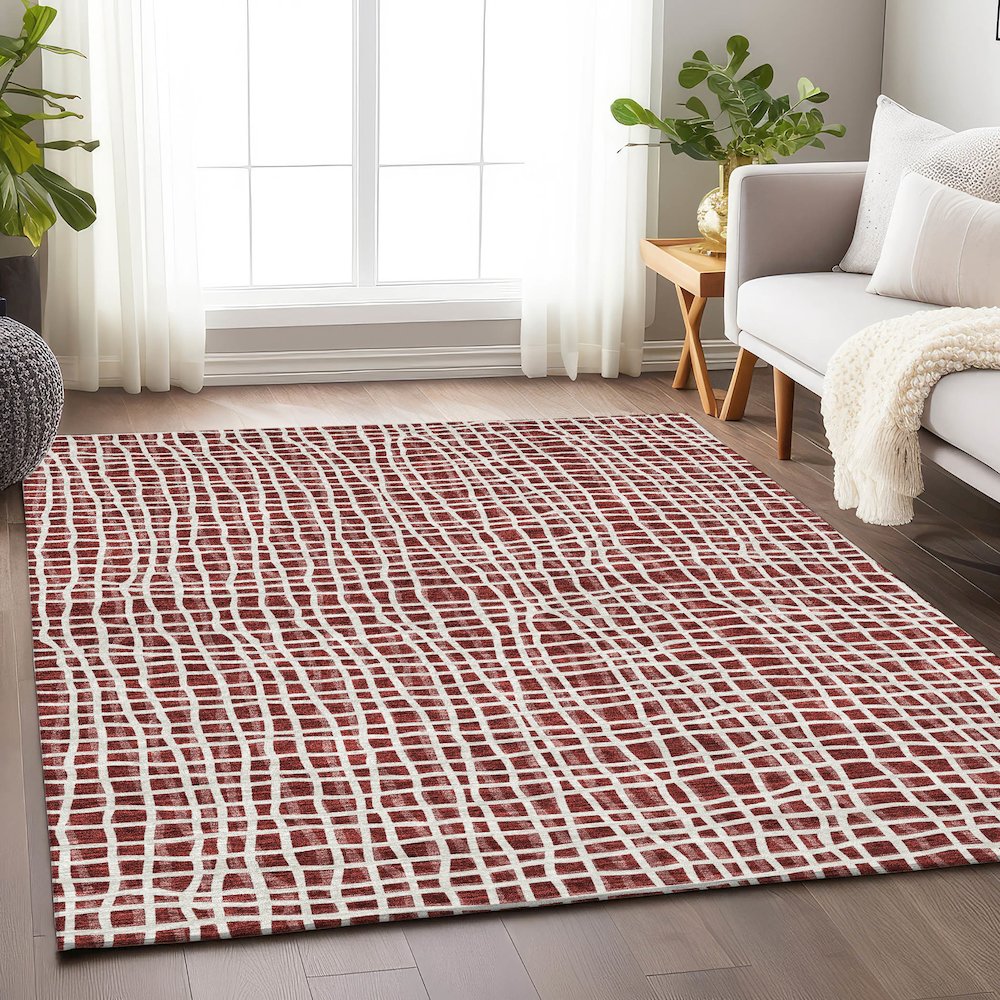 Premium Machine Washable Mayfield AMF729 Burgundy 5' x 7'6" Rug
