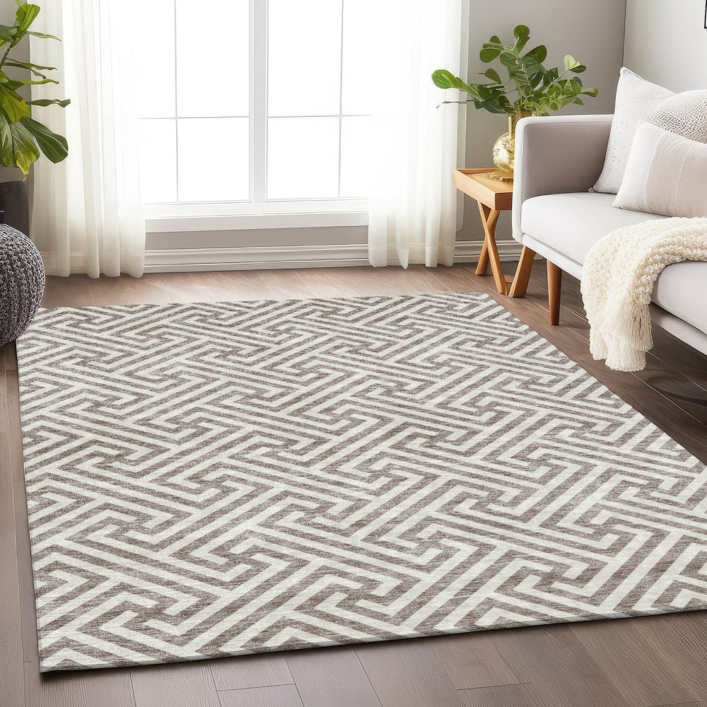 Premium Machine Washable Mayfield AMF731 Taupe 5' x 7'6" Rug