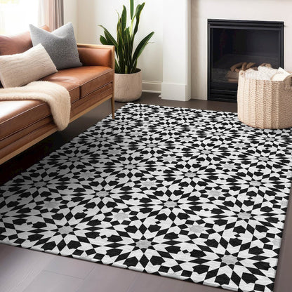 Premium Machine Washable Mayfield AMF734 Black 5' x 7'6" Rug