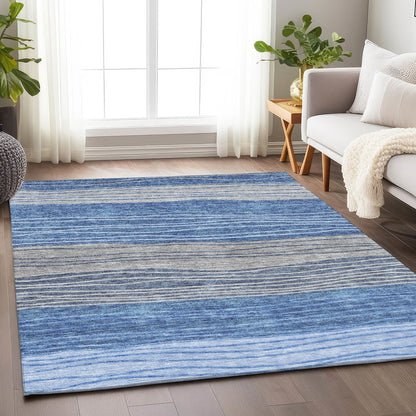Premium Machine Washable Mayfield AMF735 Blue 5' x 7'6" Rug