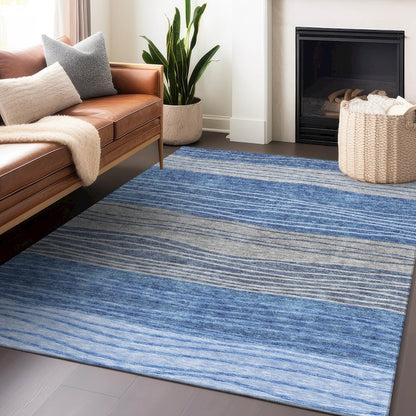 Premium Machine Washable Mayfield AMF735 Blue 5' x 7'6" Rug