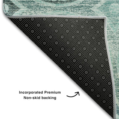Premium Machine Washable Mayfield AMF738 Teal 2'6" x 3'10" Rug