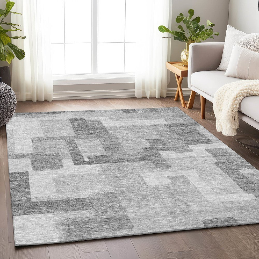 Premium Machine Washable Mayfield AMF740 Silver 5' x 7'6" Rug