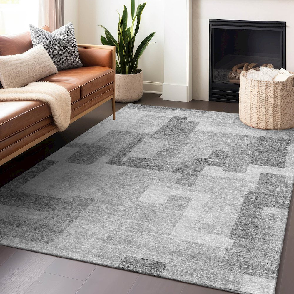 Premium Machine Washable Mayfield AMF740 Silver 5' x 7'6" Rug