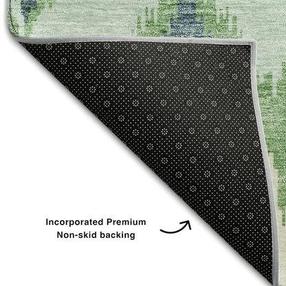 Premium Machine Washable Mayfield AMF743 Green 2'6" x 3'10" Rug