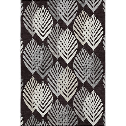 Premium Machine Washable Mayfield AMF744 Black 5' x 7'6" Rug
