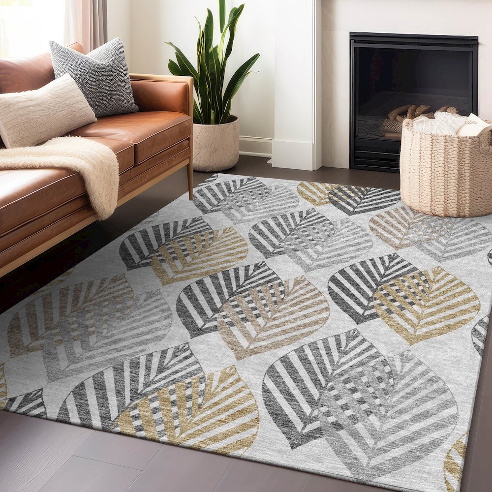 Premium Machine Washable Mayfield AMF744 Silver 5' x 7'6" Rug
