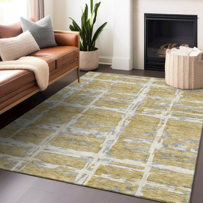 Premium Machine Washable Mayfield AMF745 Gold 5' x 7'6" Rug