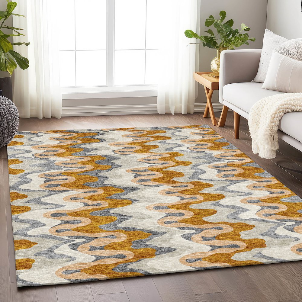 Premium Machine Washable Mayfield AMF750 Terracotta 5' x 7'6" Rug