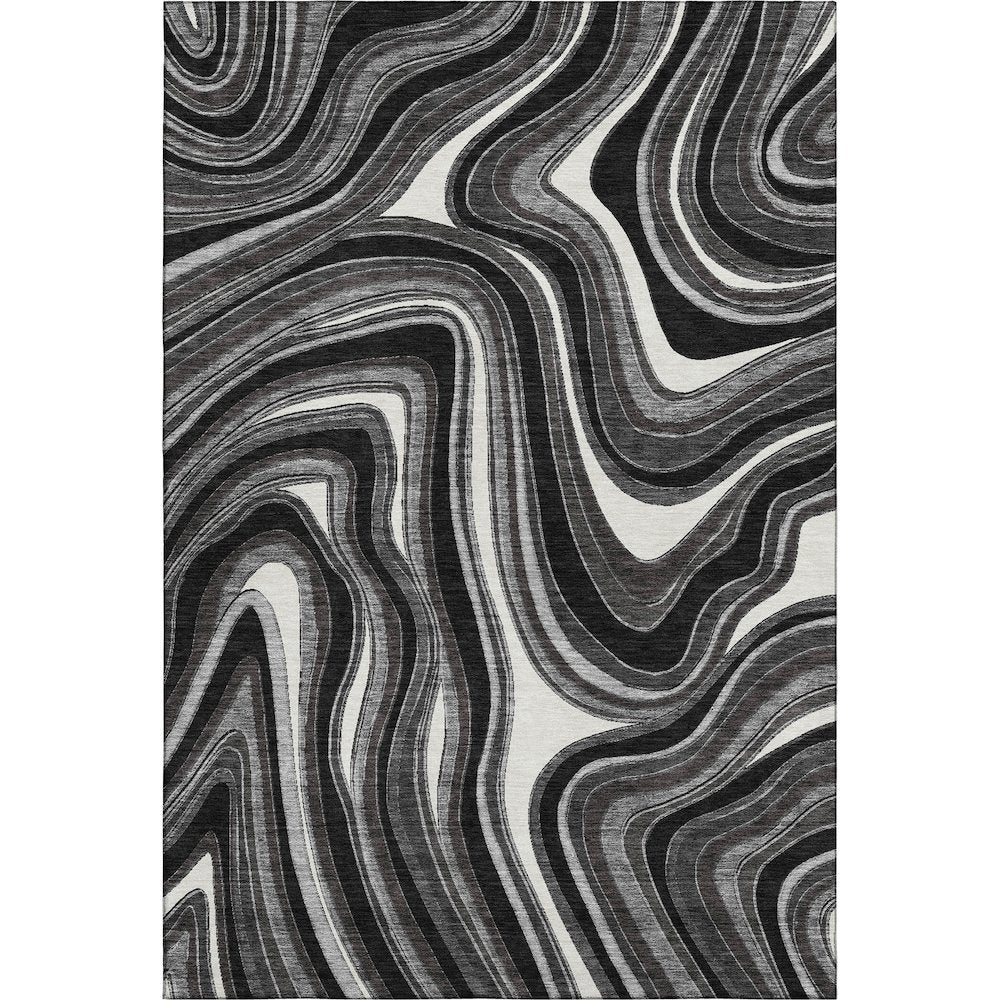 Premium Machine Washable Mayfield AMF756 Black 5' x 7'6" Rug