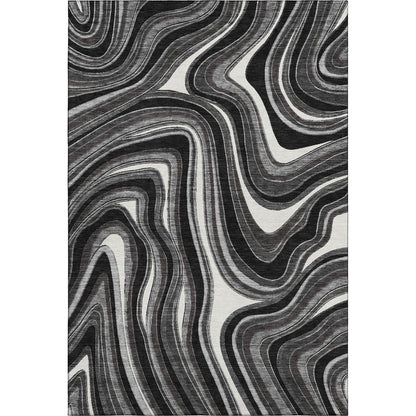 Premium Machine Washable Mayfield AMF756 Black 5' x 7'6" Rug
