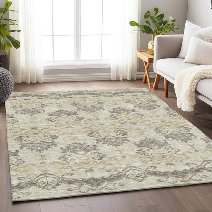 Premium Machine Washable Mayfield AMF759 Beige 5' x 7'6" Rug