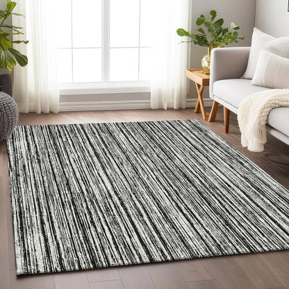 Premium Machine Washable Mayfield AMF760 Black 5' x 7'6" Rug
