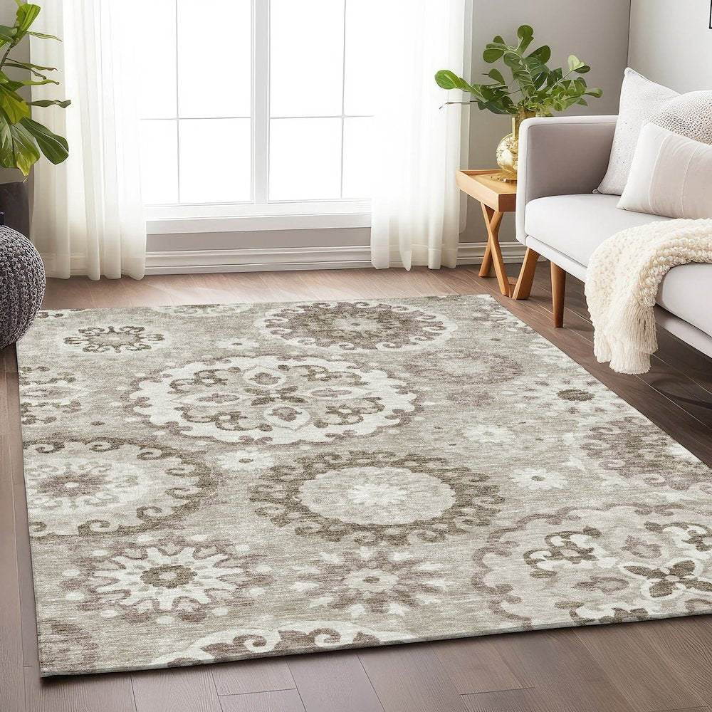 Premium Machine Washable Mayfield AMF763 Taupe 5' x 7'6" Rug