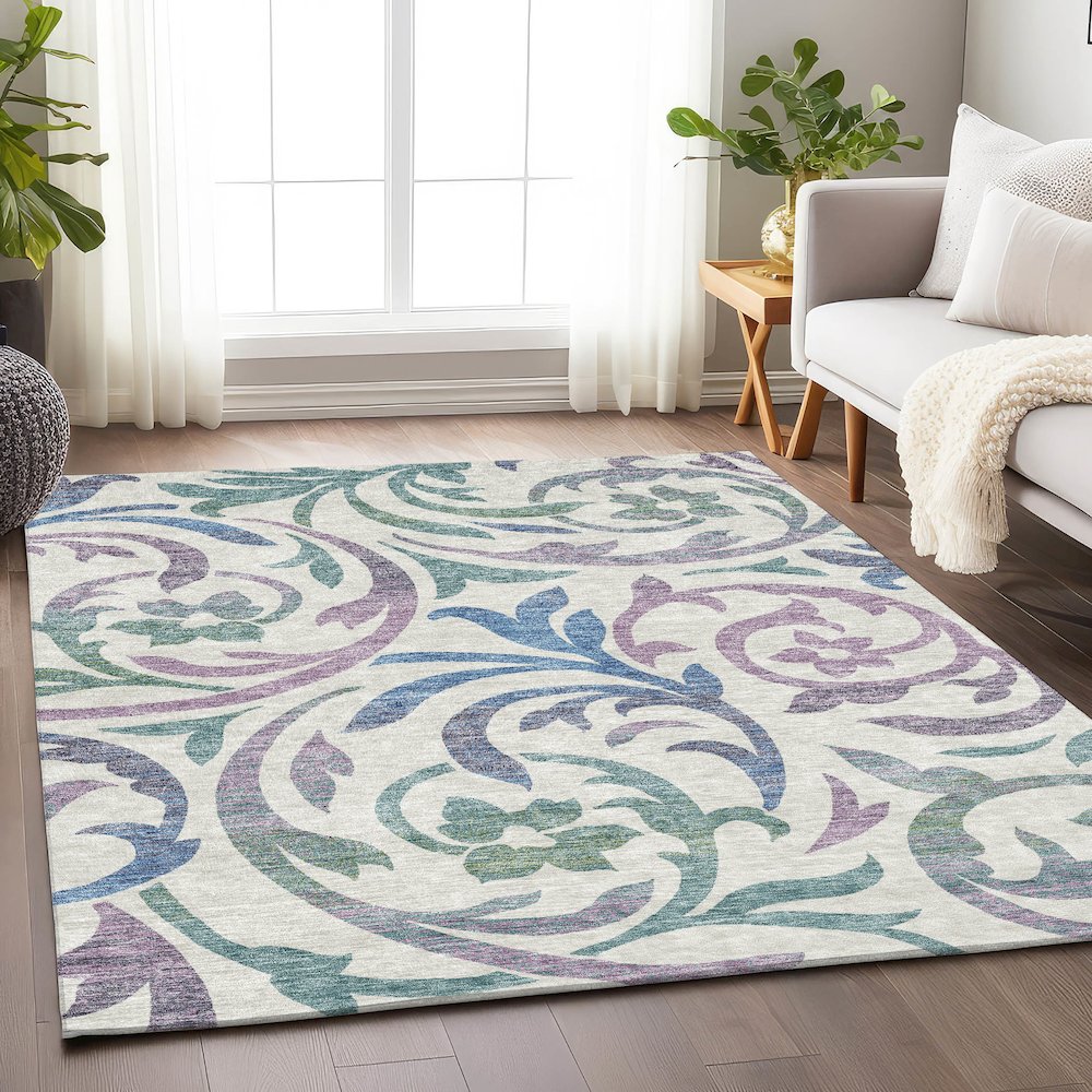 Premium Machine Washable Mayfield AMF764 White 5' x 7'6" Rug