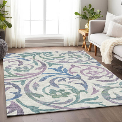 Premium Machine Washable Mayfield AMF764 White 5' x 7'6" Rug