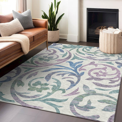 Premium Machine Washable Mayfield AMF764 White 5' x 7'6" Rug