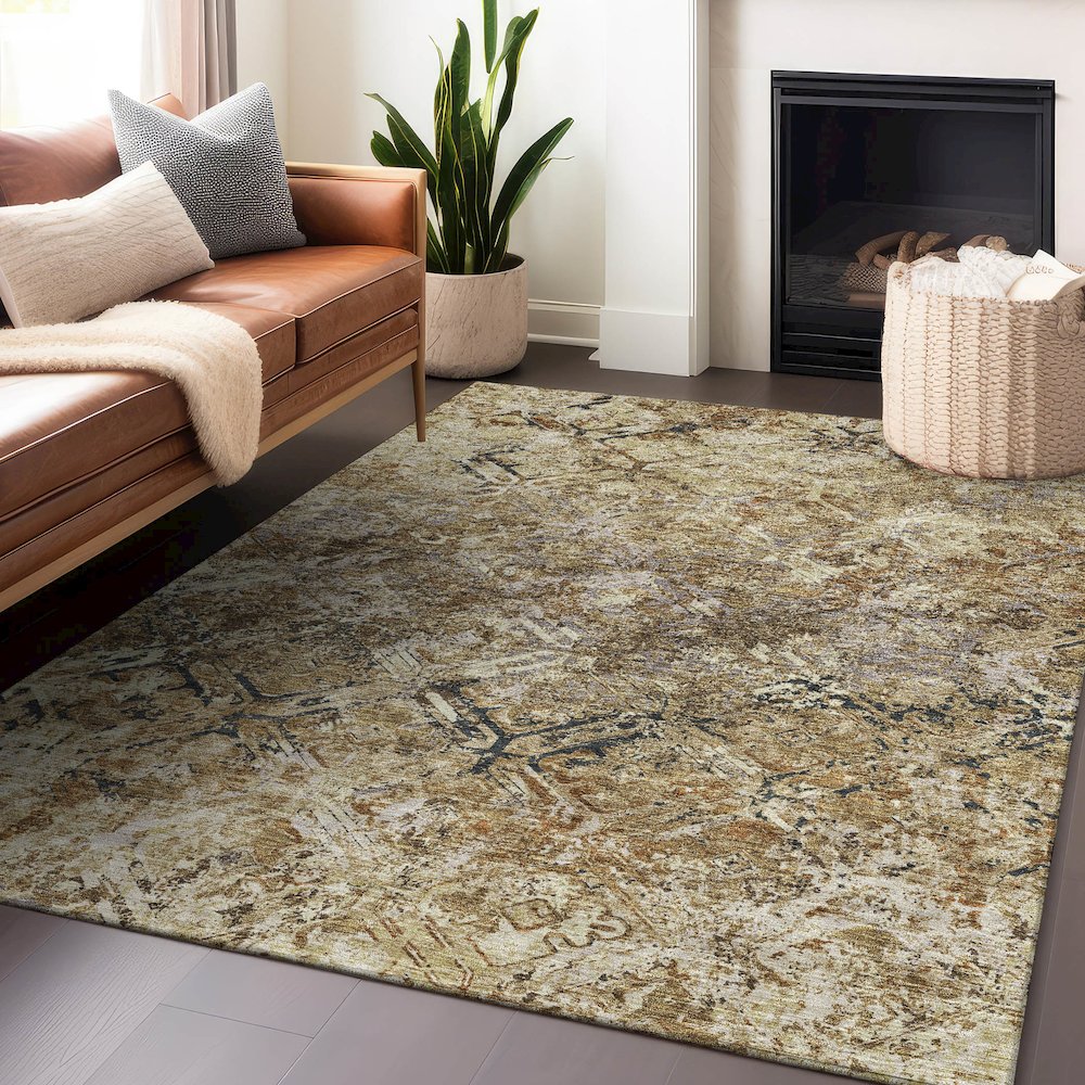 Premium Machine Washable Mayfield AMF768 Beige 5' x 7'6" Rug
