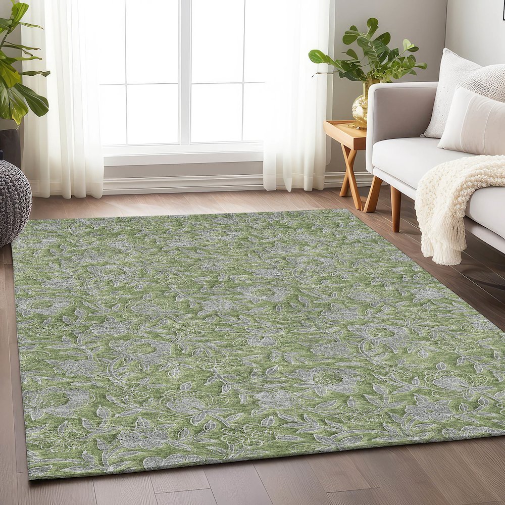 Premium Machine Washable Mayfield AMF771 Olive 5' x 7'6" Rug