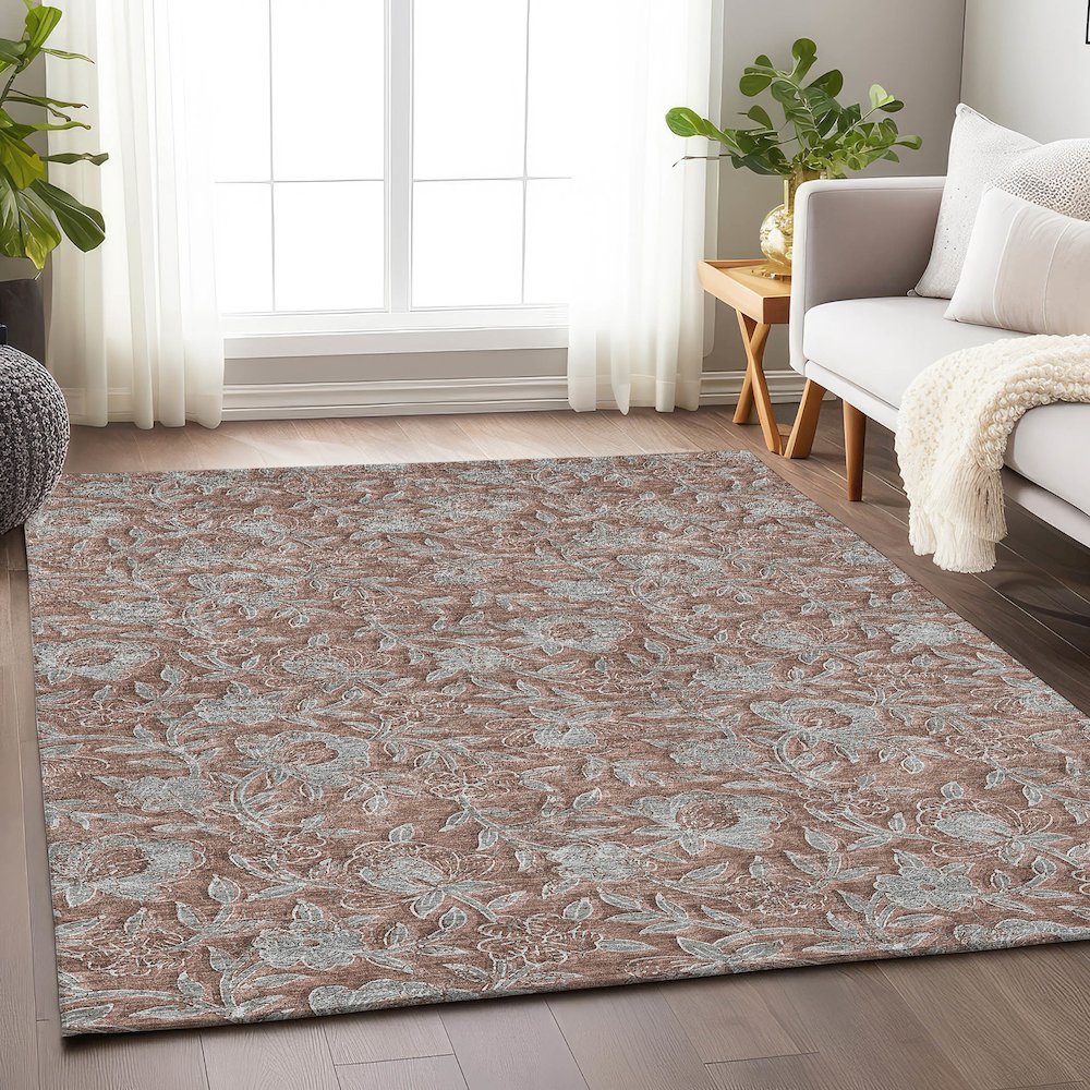 Premium Machine Washable Mayfield AMF771 Terracotta 5' x 7'6" Rug