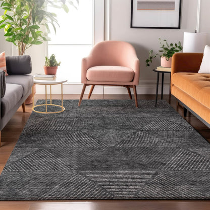 Premium Machine Washable Mayfield AMF777 Charcoal 5' x 7'6" Rug