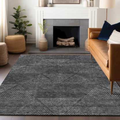 Premium Machine Washable Mayfield AMF777 Charcoal 5' x 7'6" Rug