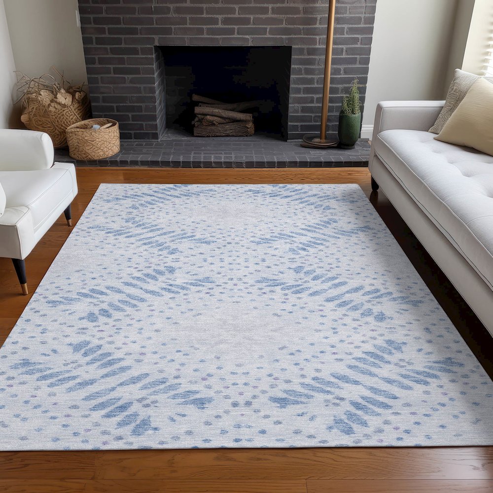 Premium Machine Washable Mayfield AMF778 Blue 5' x 7'6" Rug