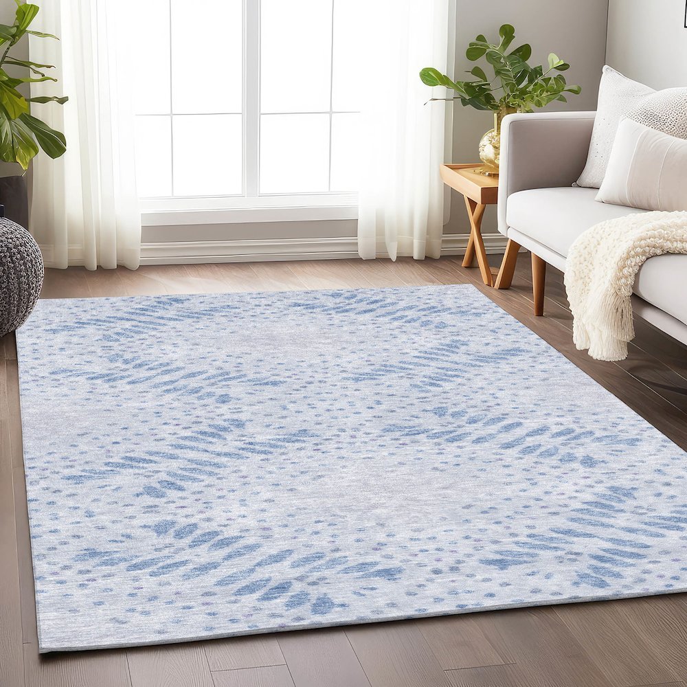Premium Machine Washable Mayfield AMF778 Blue 5' x 7'6" Rug
