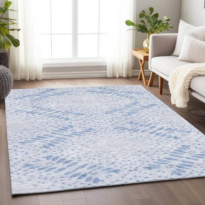 Premium Machine Washable Mayfield AMF778 Blue 5' x 7'6" Rug