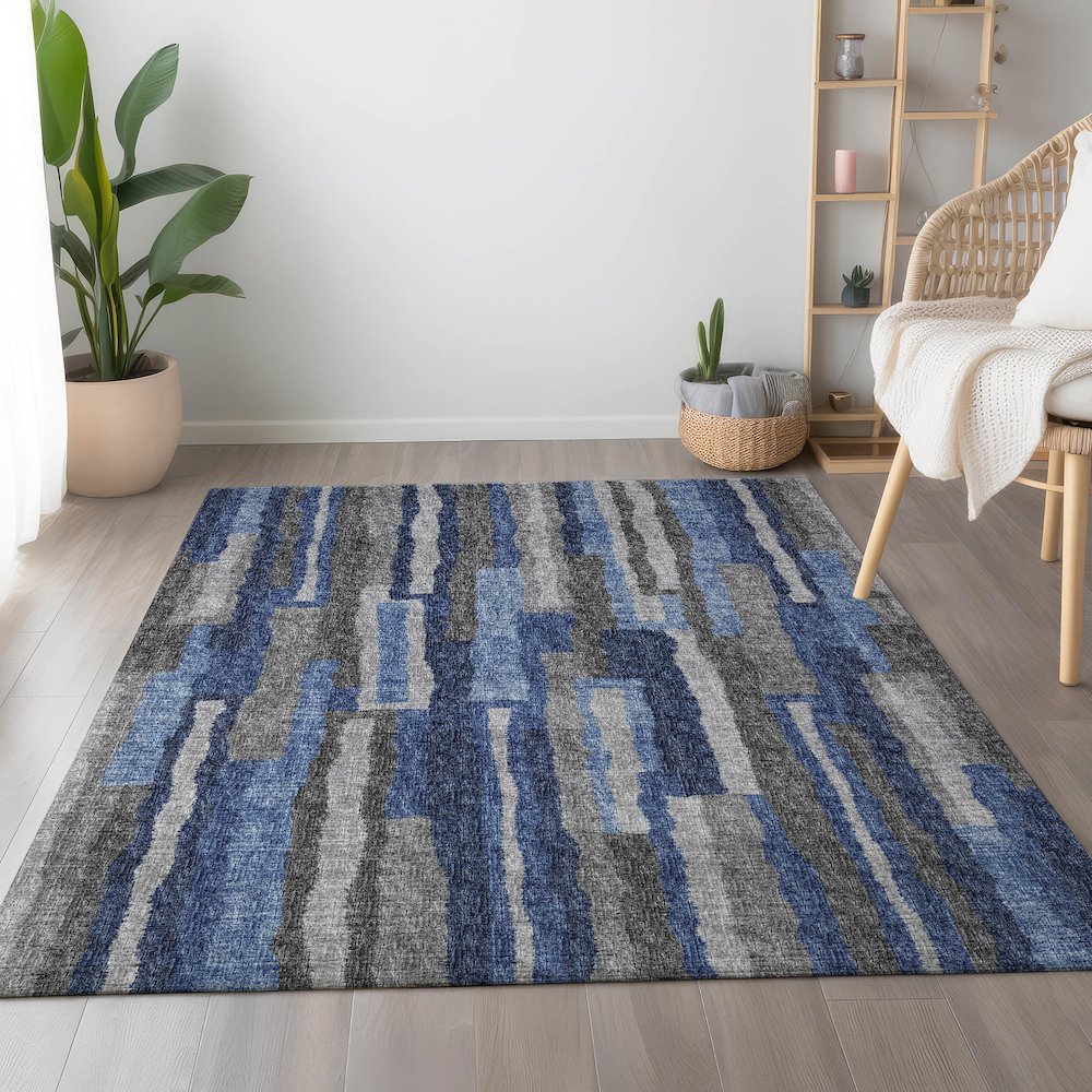 Premium Machine Washable Mayfield  Blue 5' x 7'6" Rug