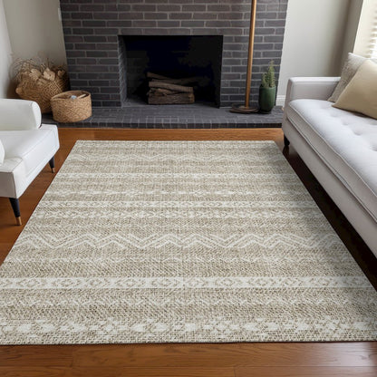 Premium Machine Washable Mayfield AMF803 Beige 5' x 7'6" Rug