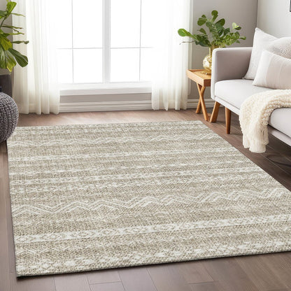 Premium Machine Washable Mayfield AMF803 Beige 5' x 7'6" Rug