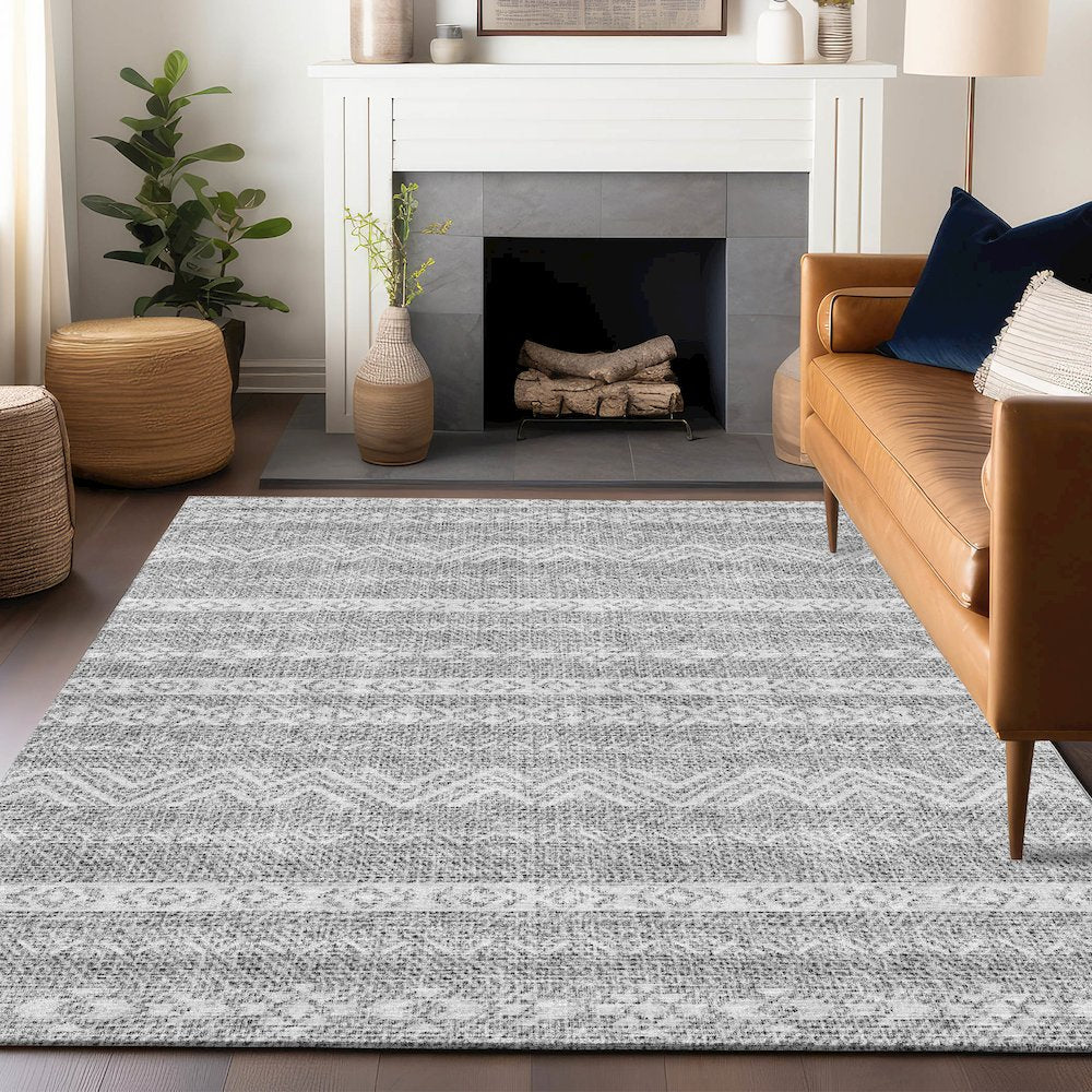 Premium Machine Washable Mayfield AMF803 Gray 5' x 7'6" Rug
