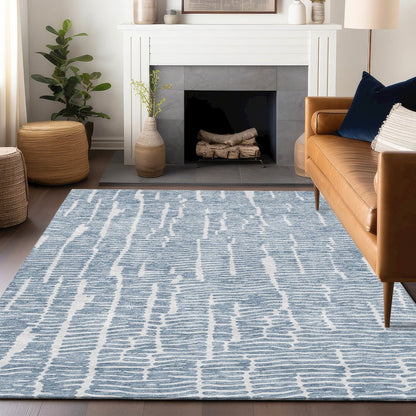 Premium Machine Washable Mayfield AMF830 Blue 5' x 7'6" Rug