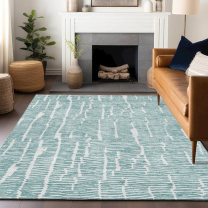 Premium Machine Washable Mayfield AMF830 Teal 5' x 7'6" Rug
