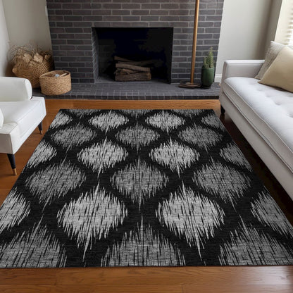 Premium Machine Washable Mayfield AMF848 Black 5' x 7'6" Rug