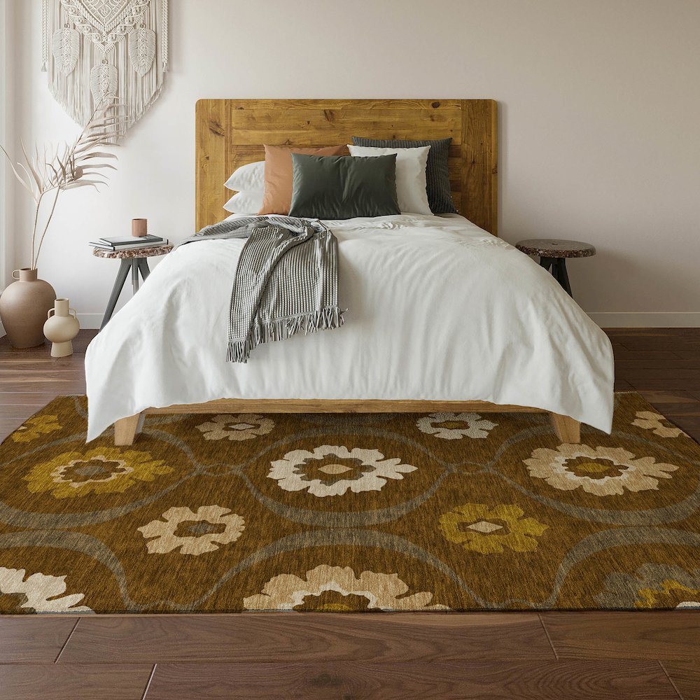 Premium Machine Washable Mayfield AMF858 Mocha 5' x 7'6" Rug