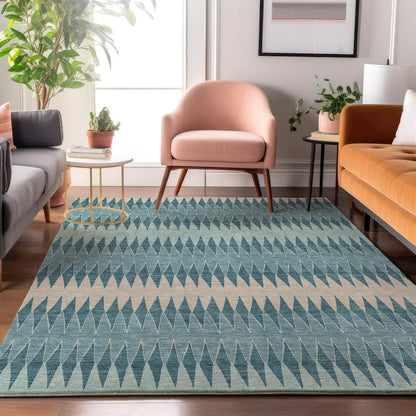Premium Machine Washable Mayfield AMF867 Teal 5' x 7'6" Rug