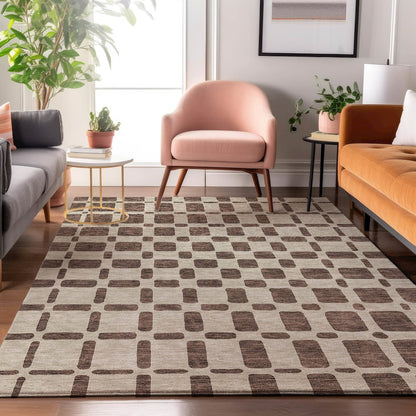 Premium Machine Washable Mayfield AMF871 Brown 5' x 7'6" Rug